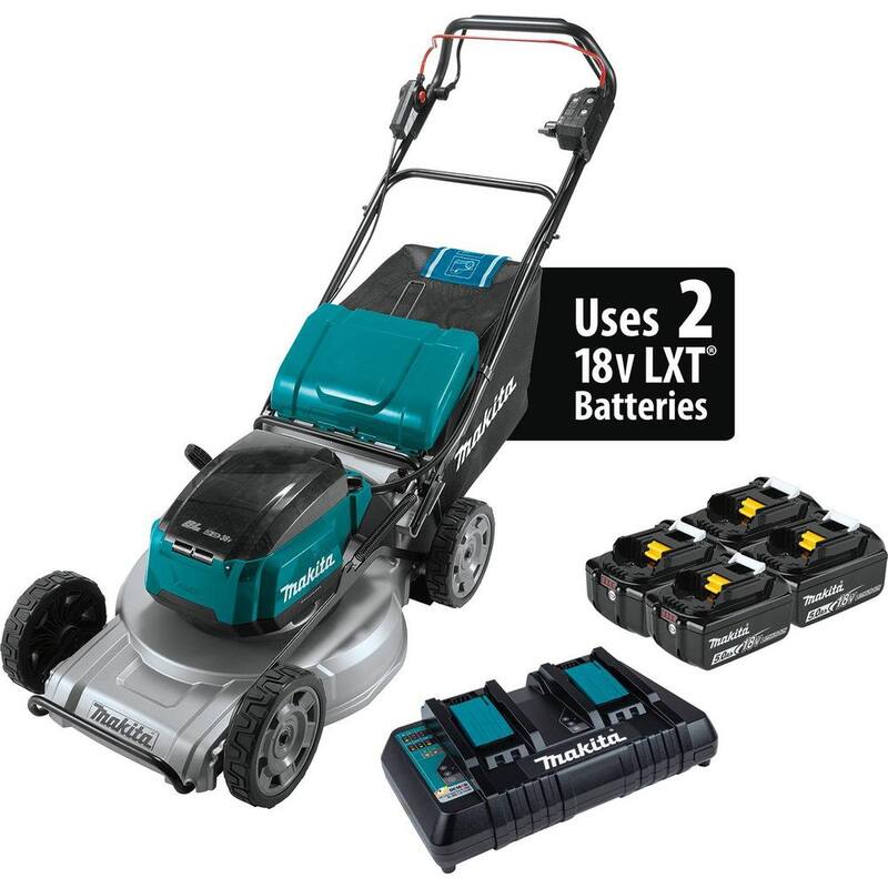 Makita 21 in. 18V X2 (36V) LXT Brushless Walk Behind Self-Propelled Lawn Mower Kit (5.0Ah) with 18V X2 (36V) LXT Blower - XML09PT1-XBU02Z