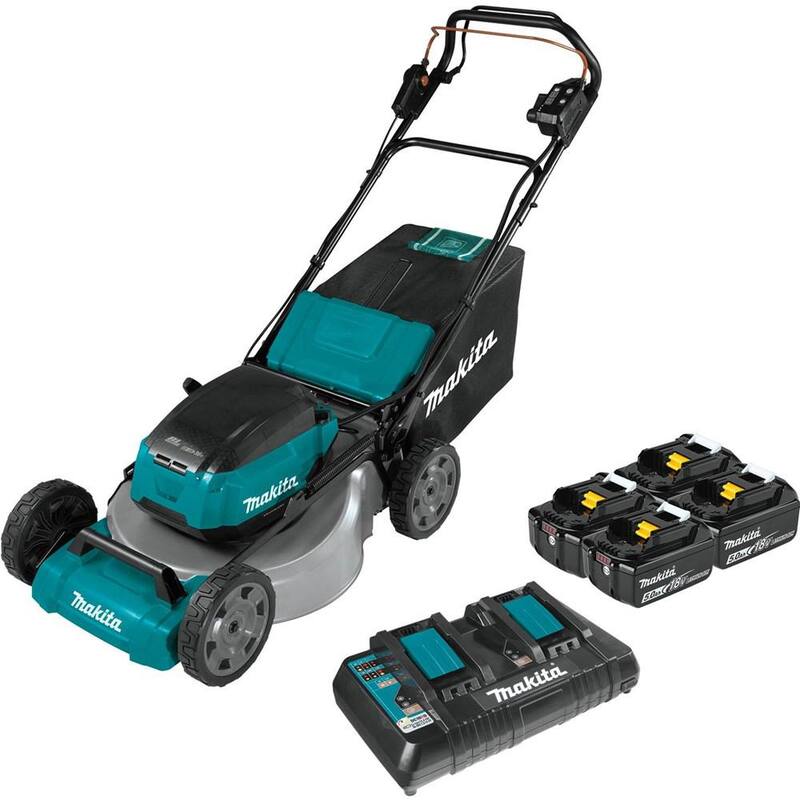 Makita 18V X2(36V) LXT Lithium-Ion Cordless 21 in. Walk Behind Lawn Mower Kit w/4 Batteries 5.0Ah with 18V Blower, Tool Only - XML08PT1-XBU03Z