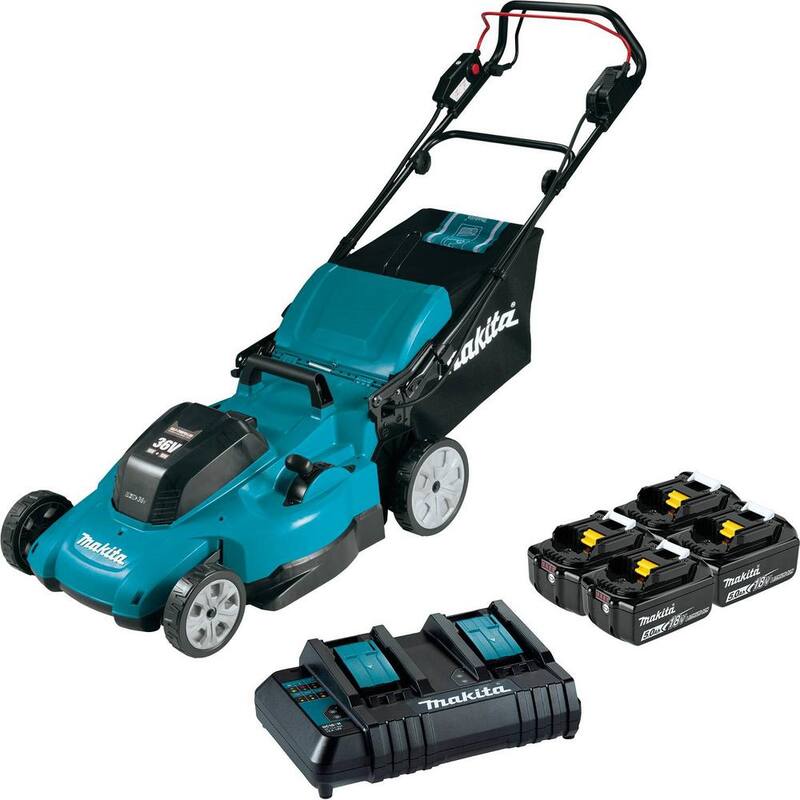 Makita 18-Volt X2 (36V) LXT Cordless 21 in. Lawn Mower Kit & 4 batteries (5.0Ah) with bonus 18-Volt Brushless Blower & Charger - XML11XBU03ZDCRC