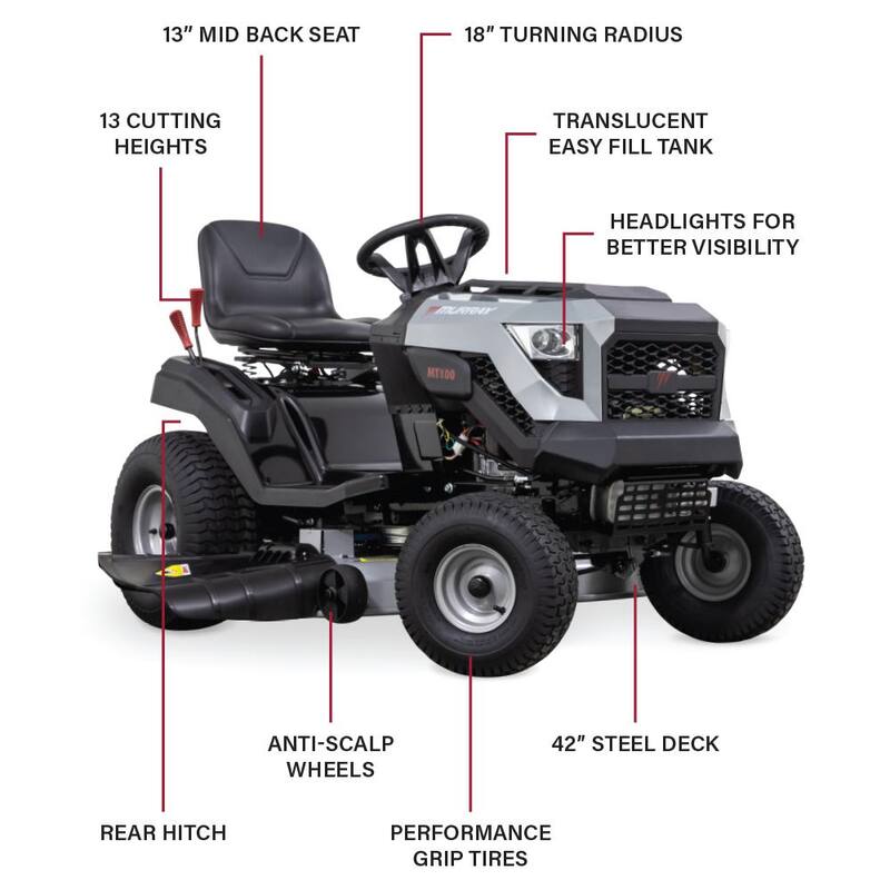 Murray MT100 42 in. 13.5 HP 500cc E1350 Series Briggs and Stratton Engine 6-Speed Manual Gas Riding Lawn Tractor Mower - MYT4213500