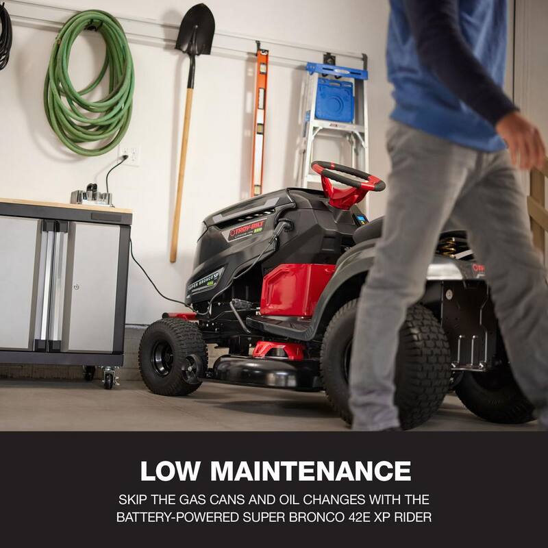 Troy-Bilt XP 42 in. 56-Volt MAX 60 Ah Battery Lithium-Ion Electric Drive Cordless Riding Lawn Tractor - Super Bronco 42E XP