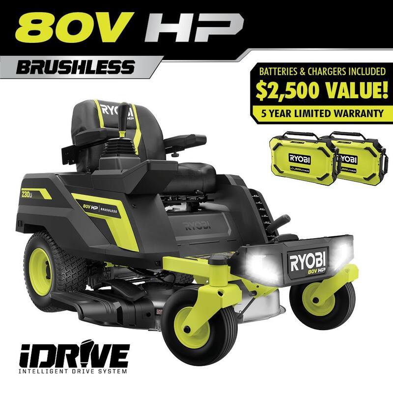 RYOBI 80V HP Brushless 30 in. Battery Electric Cordless Zero Turn Riding Mower with (2) 80V 10 Ah Batteries and Charger - RYRM8010