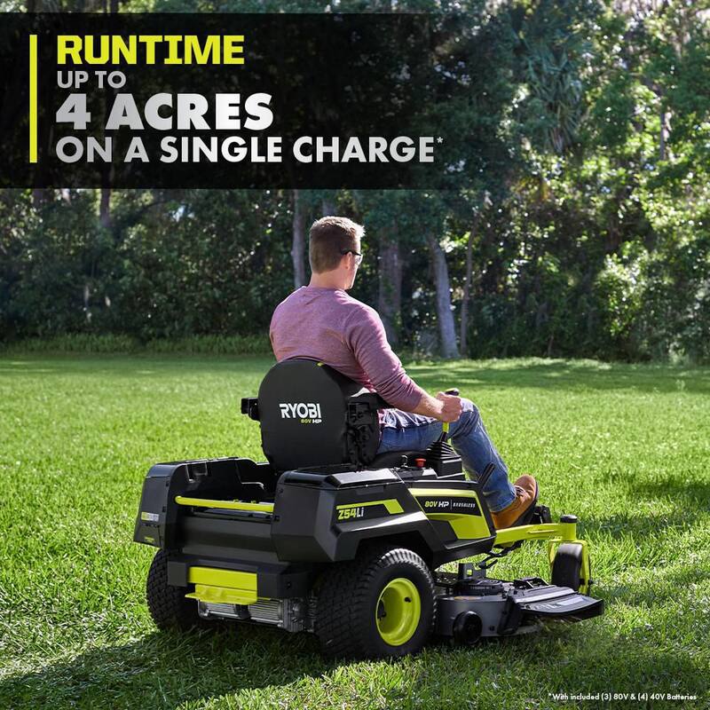RYOBI 80V HP Brushless 54 in. Battery Electric Cordless Zero Turn Riding Mower (3) 80V Batteries (4) 40V Batteries and Charger - RYRM8034