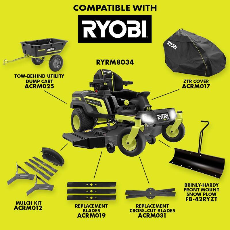 RYOBI 80V HP Brushless 54 in. Battery Electric Cordless Zero Turn Riding Mower (3) 80V Batteries (4) 40V Batteries and Charger - RYRM8034