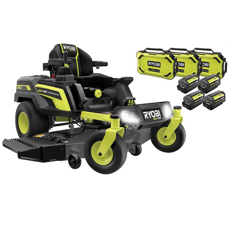 RYOBI 80V HP Brushless 54 in. Battery Electric Cordless Zero Turn Riding Mower (3) 80V Batteries (4) 40V Batteries and Charger - RYRM8034