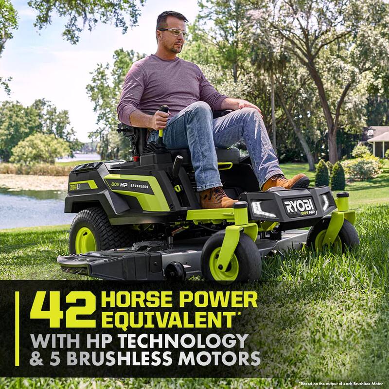 RYOBI 80V HP Brushless 54 in. Battery Electric Cordless Zero Turn Riding Mower (3) 80V Batteries (4) 40V Batteries and Charger - RYRM8034