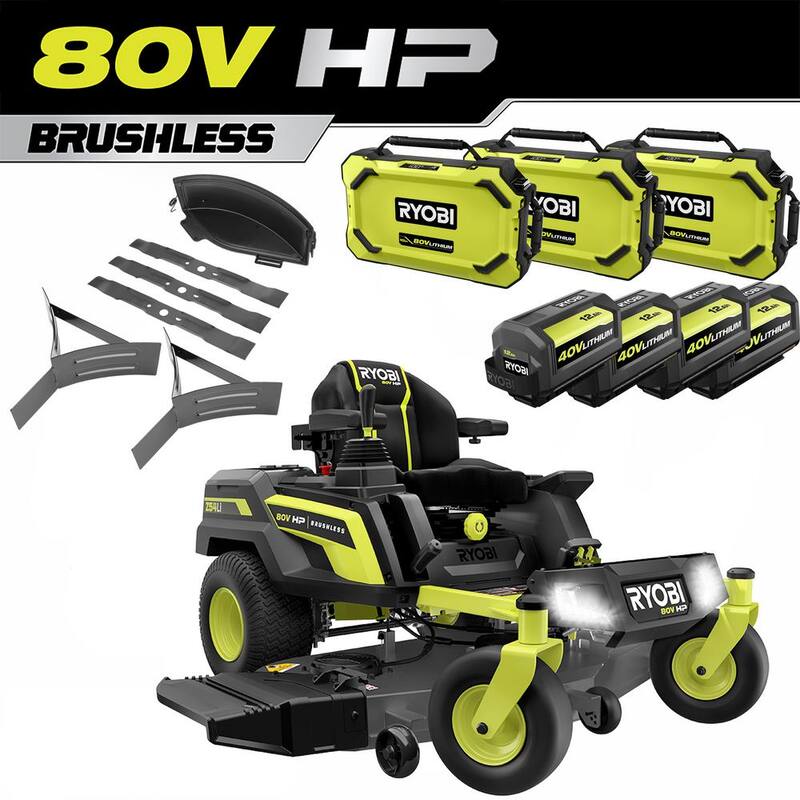 RYOBI 80V HP Brushless 54 in. Battery Electric Cordless Zero Turn Mower & Mulch Kit - 80V Batteries, 40V Batteries - RYRM8034-MK