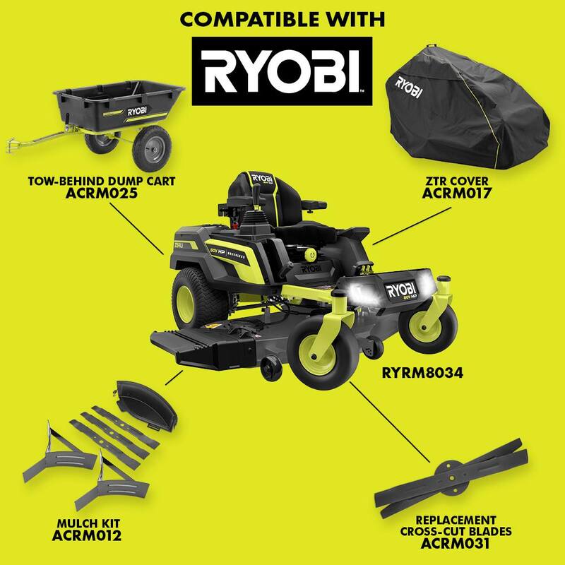 RYOBI 80V HP Brushless 54 in. Battery Electric Cordless Zero Turn Mower & Mulch Kit - 80V Batteries, 40V Batteries - RYRM8034-MK