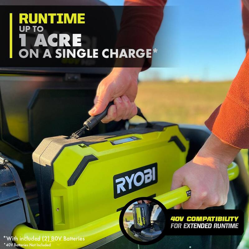 RYOBI 30 in. 80-Volt HP Brushless Battery Electric Cordless Zero Turn Mower, Blower, Backpack Battery - Batteries and Chargers - RYRM8010-2X