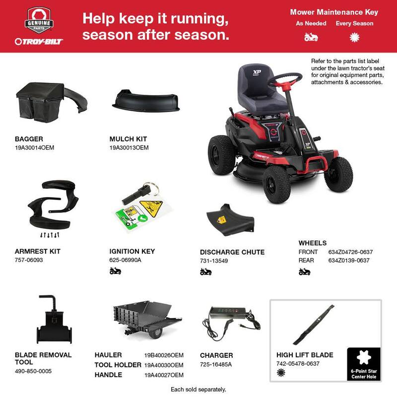 Troy-Bilt XP 30 in. 56-Volt MAX 30 Ah Battery Lithium-Ion Electric Drive Cordless Riding Lawn Tractor with Mulch Kit Included - TB30E XP