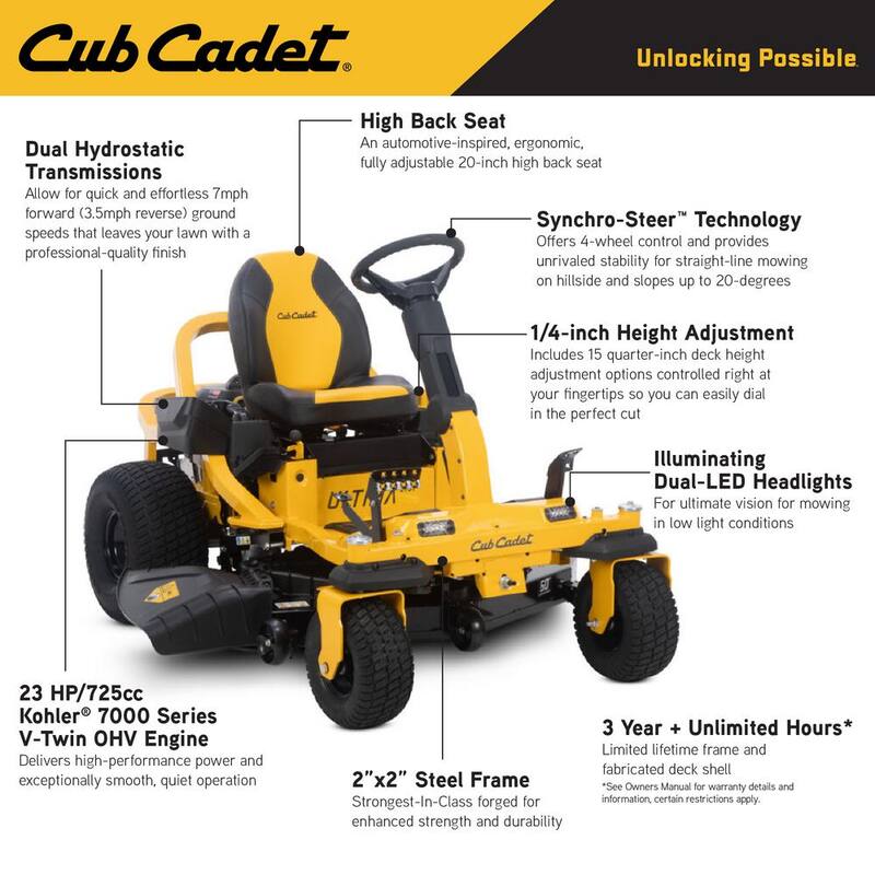 Cub Cadet Ultima ZTS1 50 in. Fabricated Deck 23HP V-Twin Kohler 7000 Series Engine Dual Hydro Drive Gas 0 Turn Riding Mower - ZTS1-50