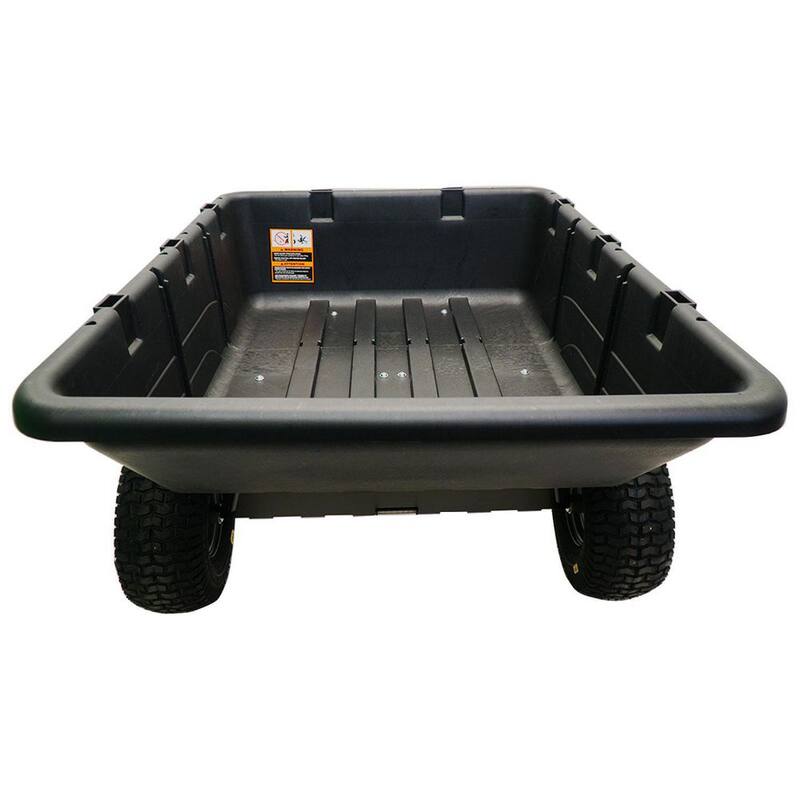 Brinly-Hardy 650 lb. 10 cu. ft. Tow-Behind Lawn Mower Trailer Dump Cart with Compression-Molded Bed for Lawn Tractors and ZTR Mowers - PCT-101BH