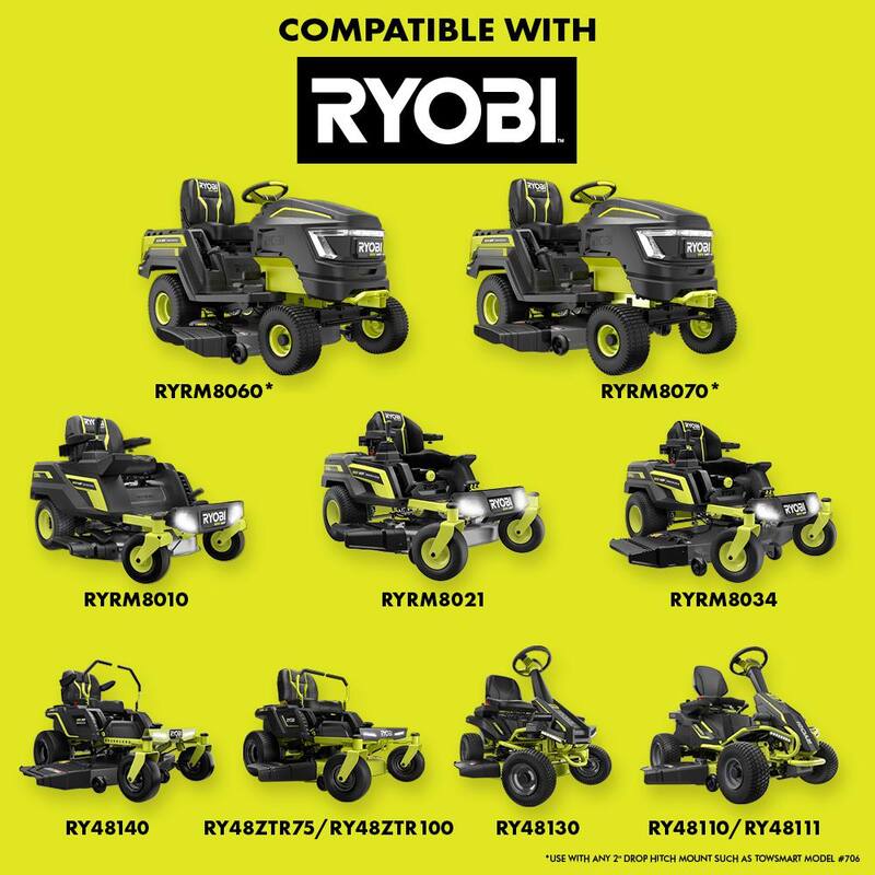 RYOBI 500 lb. 7.5 cu. ft. Tow-Behind Utility Dump Cart with Universal Hitch for Riding Mower, Lawn Tractor & Zero Turn Mower - ACRM025