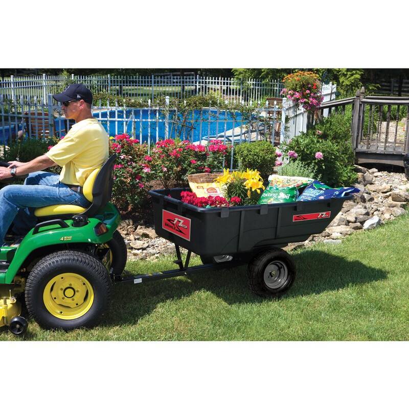Brinly-Hardy 850 lb. 17 cu. ft. Tow-Behind Poly Utility Cart with Durable Compression Molded Bed for Lawn Tractors & Zero-Turn Mowers - PCT-17BH
