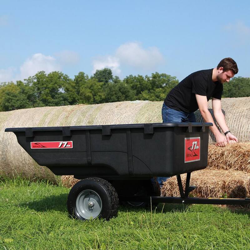 Brinly-Hardy 850 lb. 17 cu. ft. Tow-Behind Poly Utility Cart with Durable Compression Molded Bed for Lawn Tractors & Zero-Turn Mowers - PCT-17BH