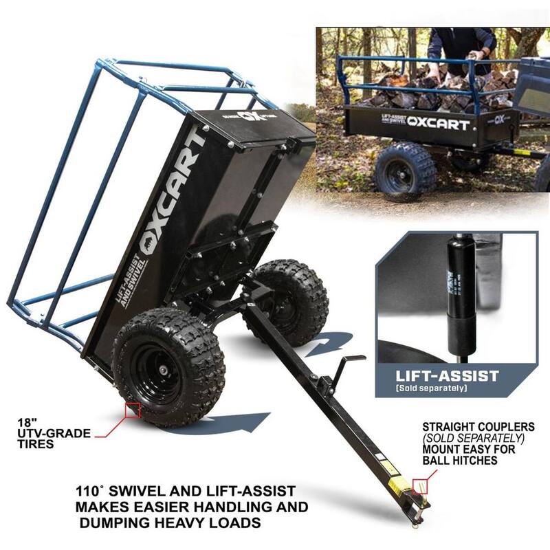 OXCART Trail Boss 1750 lbs. 25 cu. ft. Mesh-Free ATV Utility Dump Trailer - GTMZL0184P