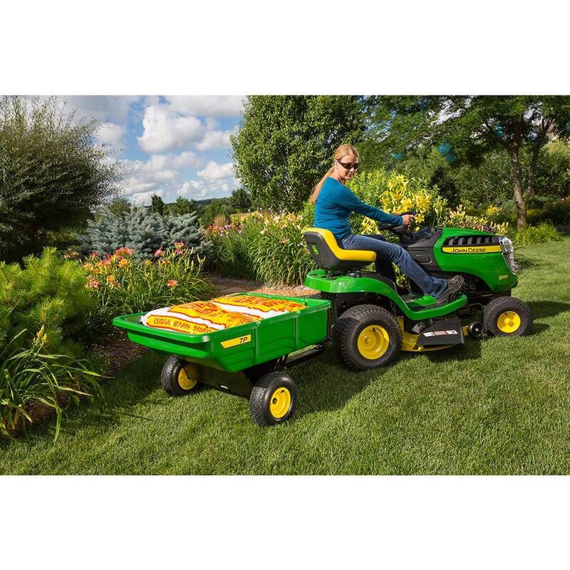 John Deere 450 lb. 7 cu. ft. Tow Behind Poly Utility Cart Dump Trailer with Universal Hitch - LP21935