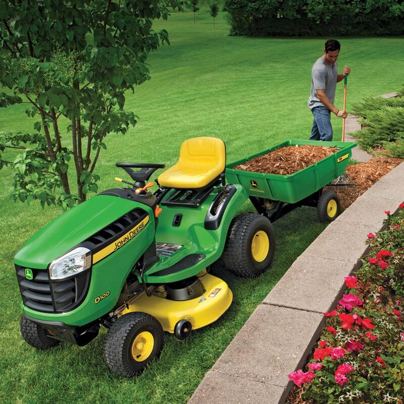 John Deere 450 lb. 7 cu. ft. Tow Behind Poly Utility Cart Dump Trailer with Universal Hitch - LP21935