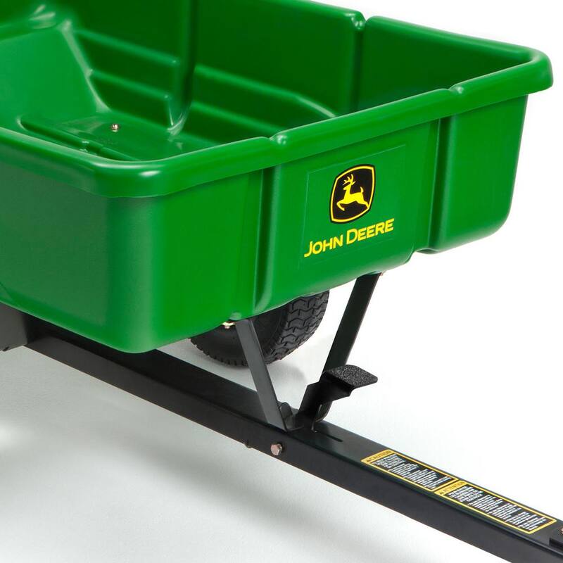 John Deere 450 lb. 7 cu. ft. Tow Behind Poly Utility Cart Dump Trailer with Universal Hitch - LP21935
