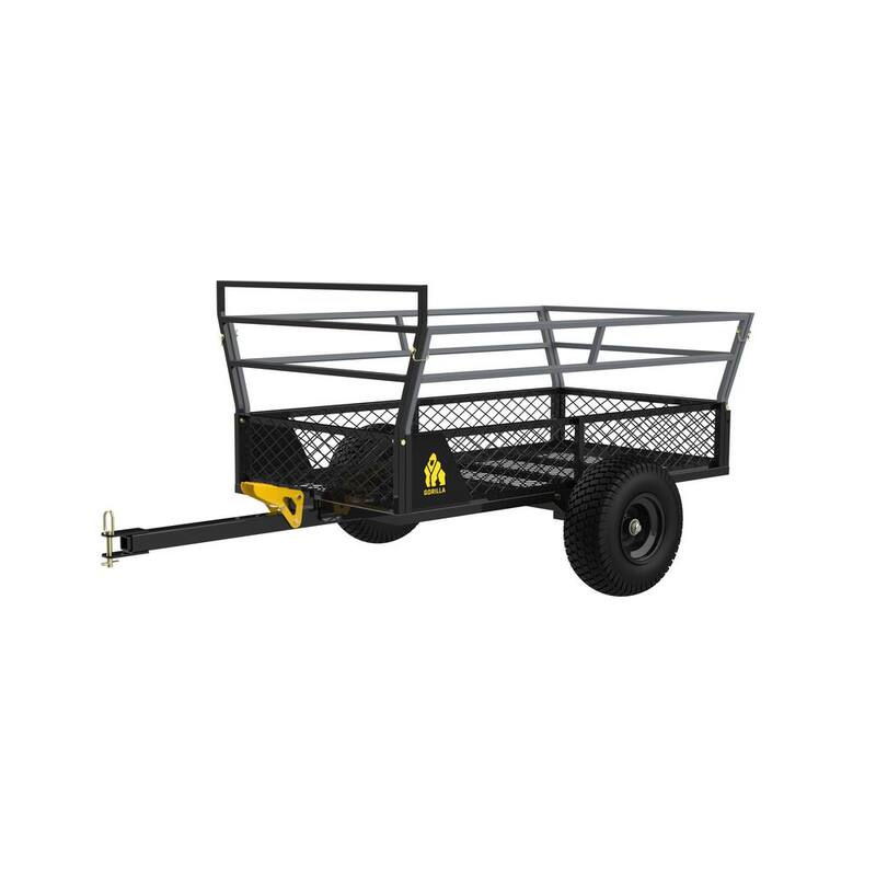 GORILLA CARTS 1400-lb. Capacity (58 in. x 30 in.) Heavy-Duty Steel ATV Trailer, Removable Sides, Dump Latch, 16 in. Pneumatic Wheel - GCV-1400