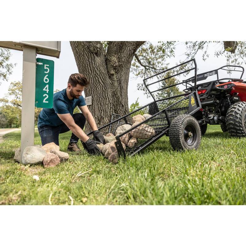 GORILLA CARTS 1400-lb. Capacity (58 in. x 30 in.) Heavy-Duty Steel ATV Trailer, Removable Sides, Dump Latch, 16 in. Pneumatic Wheel - GCV-1400