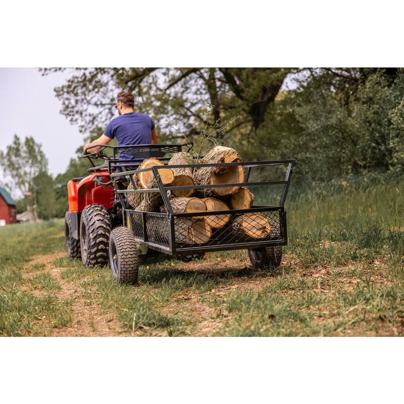 GORILLA CARTS 1400-lb. Capacity (58 in. x 30 in.) Heavy-Duty Steel ATV Trailer, Removable Sides, Dump Latch, 16 in. Pneumatic Wheel - GCV-1400
