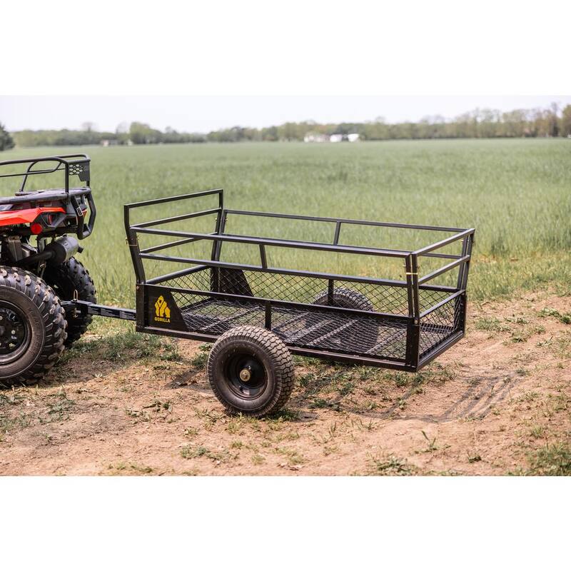 GORILLA CARTS 1400-lb. Capacity (58 in. x 30 in.) Heavy-Duty Steel ATV Trailer, Removable Sides, Dump Latch, 16 in. Pneumatic Wheel - GCV-1400