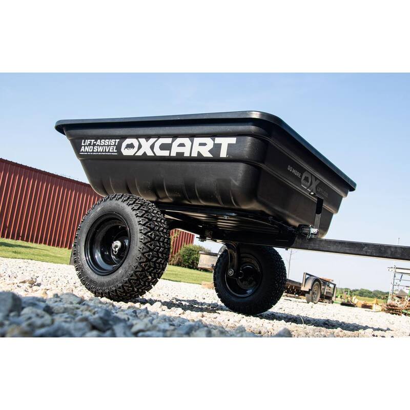 OXCART Stockman 15 cu. ft. - 17 cu. ft. Lift-Assist and Swivel ATV Dump Cart with ZTR-Grade OTR Tires - GTMZ208194POTR