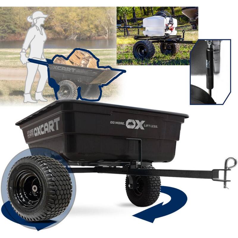 OXCART PRO-ATV Stockman 15 cu. ft. To 17 cu. ft. Lift-Assist and Swivel Dump Cart w Run-Flat ZTR MAG Tires - GTMXH3L116ARF