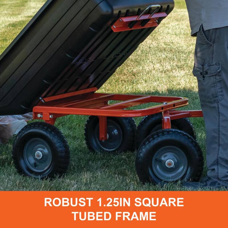 Agri-Fab 4-Wheel Poly and Steel Convertible Pull/Tow Garden Dump Cart - 45-0594