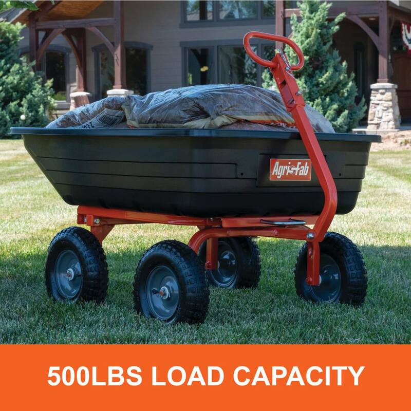 Agri-Fab 4-Wheel Poly and Steel Convertible Pull/Tow Garden Dump Cart - 45-0594