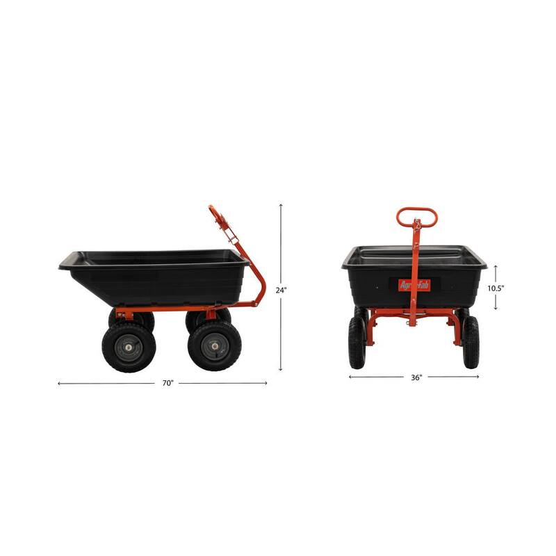 Agri-Fab 4-Wheel Poly and Steel Convertible Pull/Tow Garden Dump Cart - 45-0594