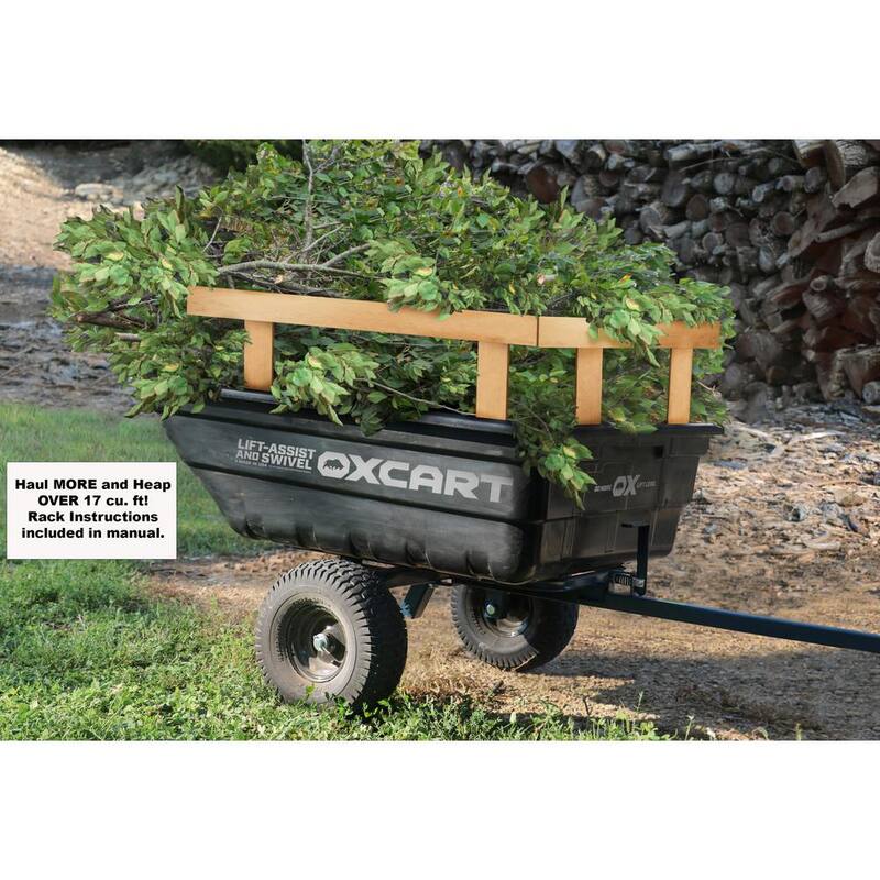 OXCART Stockman 15 cu. ft. -17 cu. ft. Lift-Assist and Swivel Dump Cart w ATV-Grade MAG Tires - GTMXH3L116A