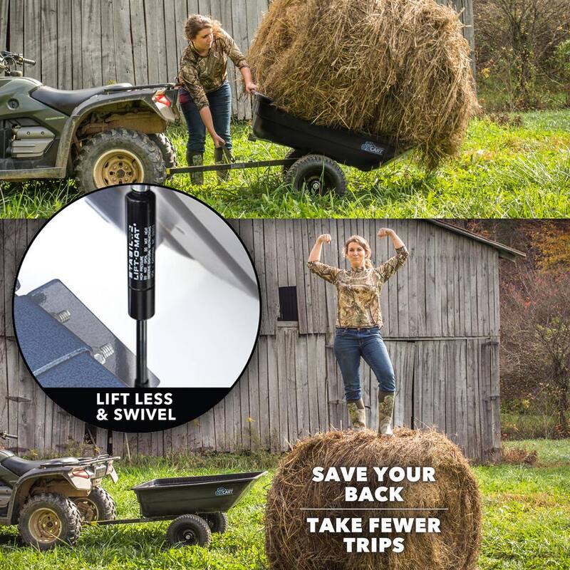 OXCART Stockman 15 cu. ft. -17 cu. ft. Lift-Assist and Swivel Dump Cart w ATV-Grade MAG Tires - GTMXH3L116A
