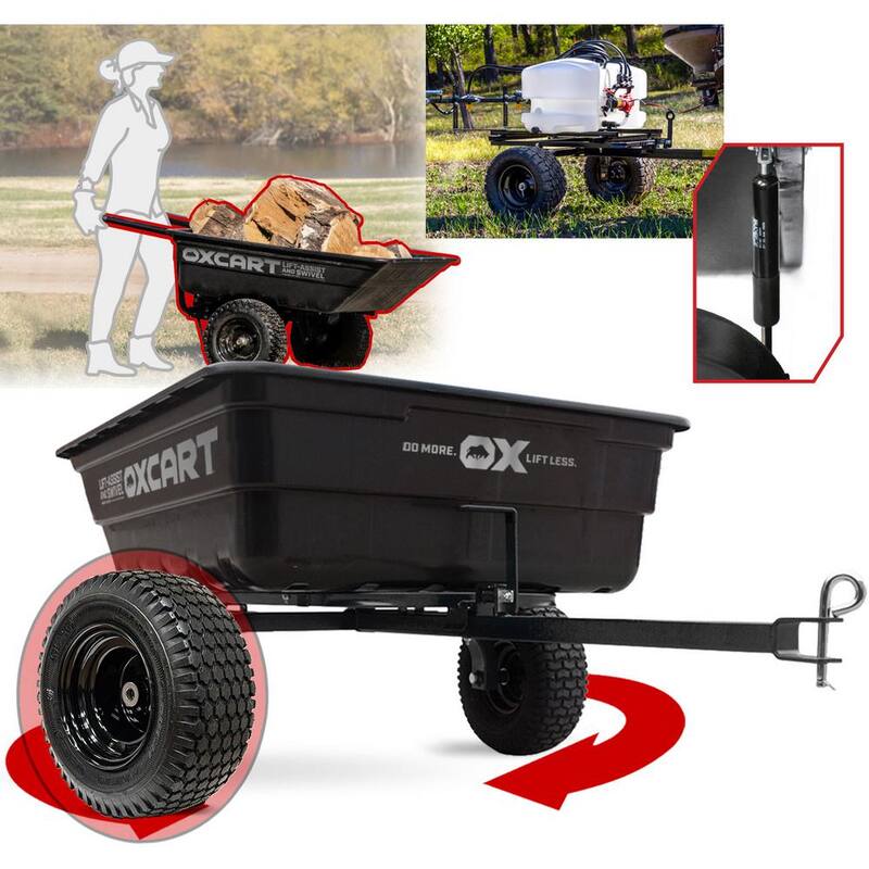 OXCART Stockman 15 cu. ft. -17 cu. ft. Lift-Assist and Swivel Dump Cart w ATV-Grade MAG Tires - GTMXH3L116A