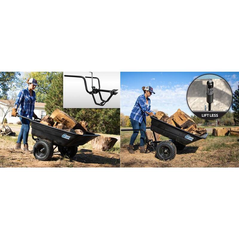 OXCART OxCart 12 cu. ft. to 14 cu. ft. Lift-Assist and Swivel Dump Cart with Run-Flat Tires and Wheelbarrow Conversion Combo - GTMZ208192PWB