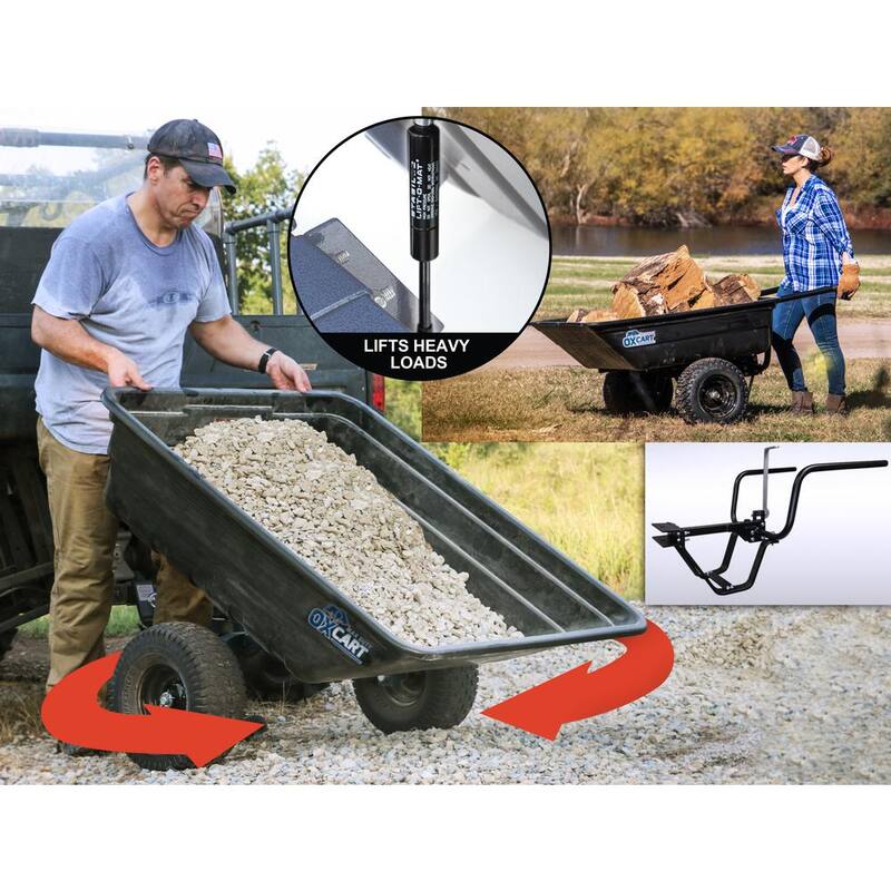 OXCART OxCart 12 cu. ft. to 14 cu. ft. Lift-Assist and Swivel Dump Cart with Run-Flat Tires and Wheelbarrow Conversion Combo - GTMZ208192PWB
