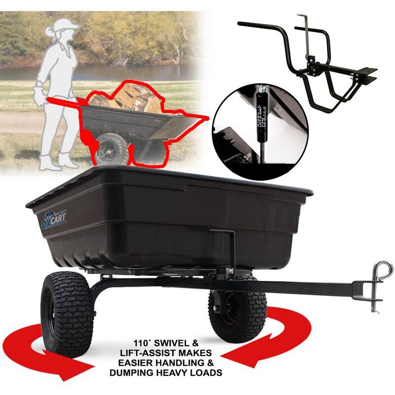 OXCART OxCart 12 cu. ft. to 14 cu. ft. Lift-Assist and Swivel Dump Cart with Run-Flat Tires and Wheelbarrow Conversion Combo - GTMZ208192PWB
