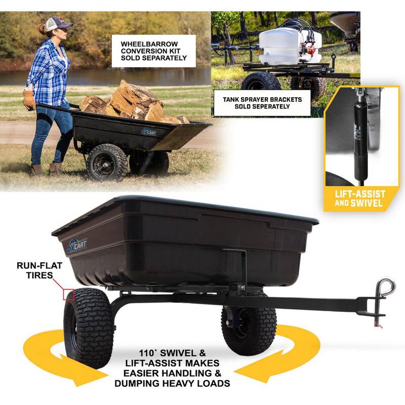 OXCART Green Thumb 12 cu. ft. Lift-Assist and Swivel Dump Cart with Run-Flat Tires - GTMZ208192PRF