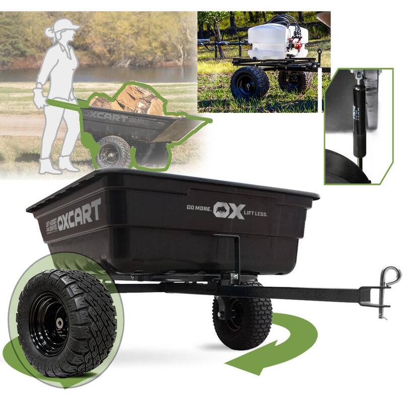 OXCART Stockman 15 cu.- 17 cu. Ft. Lift-Assist and Swivel Dump Cartw ATV-Grade Super MAG Tires - GTMXH3L216SA