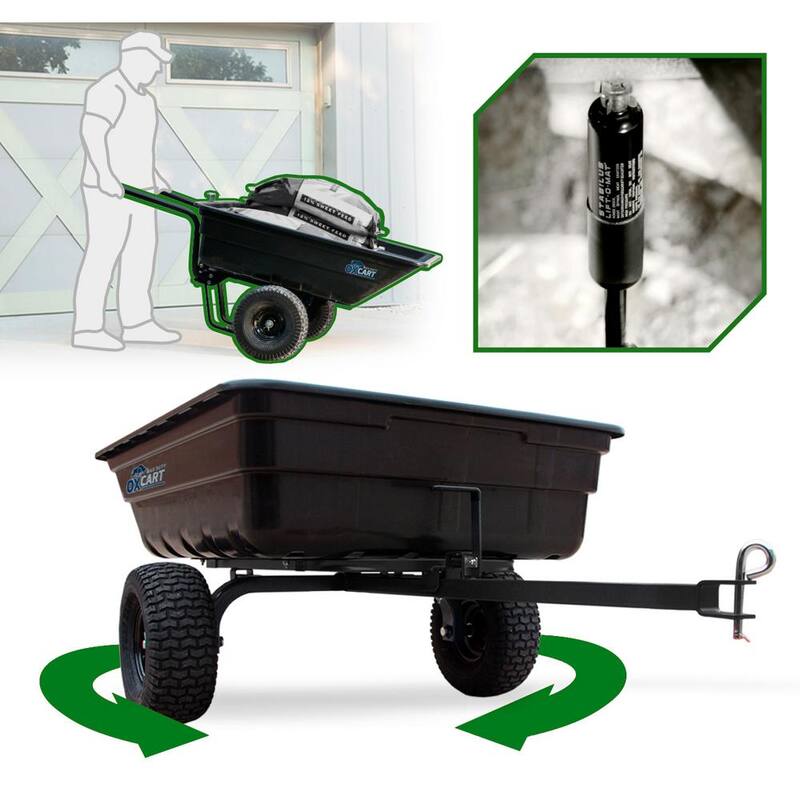 OXCART Green Thumb 12 cu. ft. Lift-Assist and Swivel Dump Cart w 4PLY Run-Flat Tires - GTMXH3L14PRF