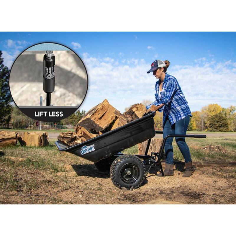 OXCART PRO-ATV Stockman 15-17 cu. ft. Lift-Assist and Swivel Dump Cart w Run-Flat MAG Tires and Wheelbarrow Conversion Combo - GTMXH3L116ARFWB