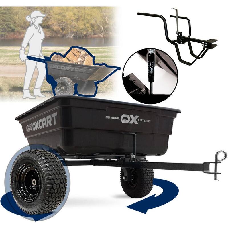 OXCART PRO-ATV Stockman 15-17 cu. ft. Lift-Assist and Swivel Dump Cart w Run-Flat MAG Tires and Wheelbarrow Conversion Combo - GTMXH3L116ARFWB