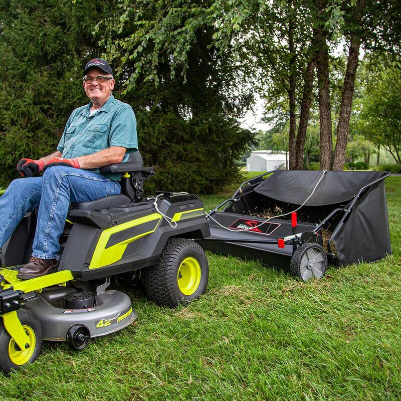Brinly-Hardy 54 in. 30 cu. ft. Lawn Sweeper with DOUBLE-HELIX Brushes for Lawn Tractors and Zero-Turn Mowers - LS2-54BH-G
