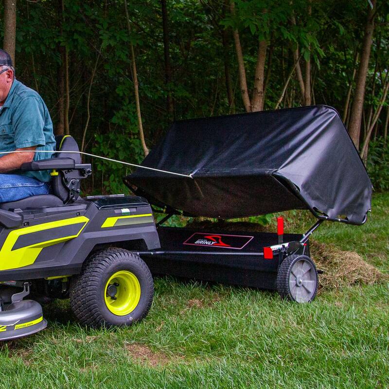 Brinly-Hardy 54 in. 30 cu. ft. Lawn Sweeper with DOUBLE-HELIX Brushes for Lawn Tractors and Zero-Turn Mowers - LS2-54BH-G