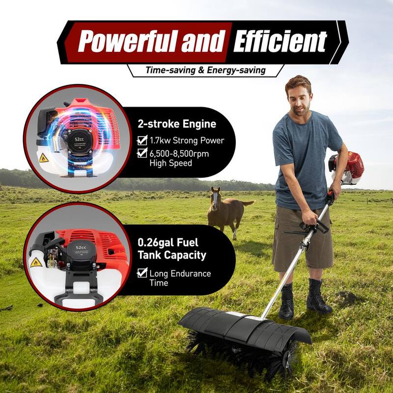 YIYIBYUS 52 cc 2-Stroke 2.3 HP Gasoline Power Hand-Held Sweeper Lawn Artificial Grass Sweeper - OT-MLLCR-1208
