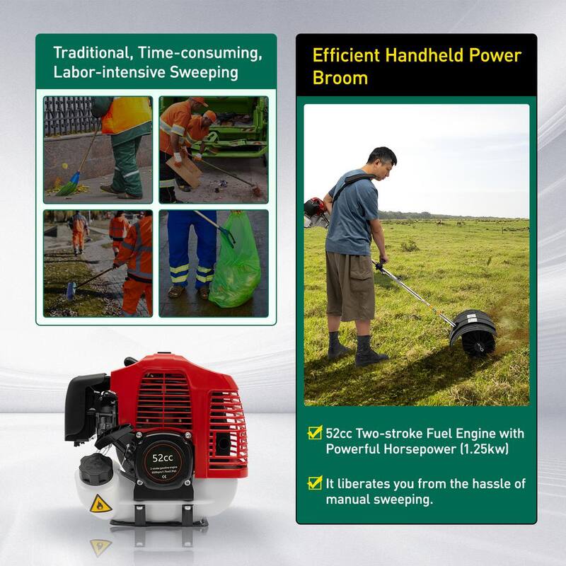 YIYIBYUS 2.3 HP Powerful Handheld Cleaning Sweeper Power Lawn Sweeper - OT-MLLCR-846