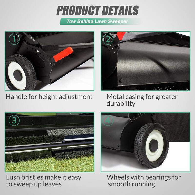 Unbranded 42 in. 21 cu. ft. High-Speed Tow Behind Lawn Sweeper - LTA-006-D28