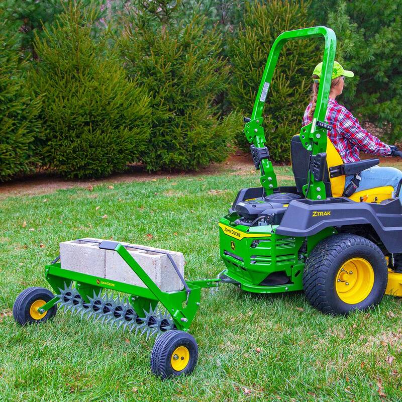 John Deere 40 in. Tow-Behind Spike Aerator with Transport Wheels and Weight Tray - SAT-400JD