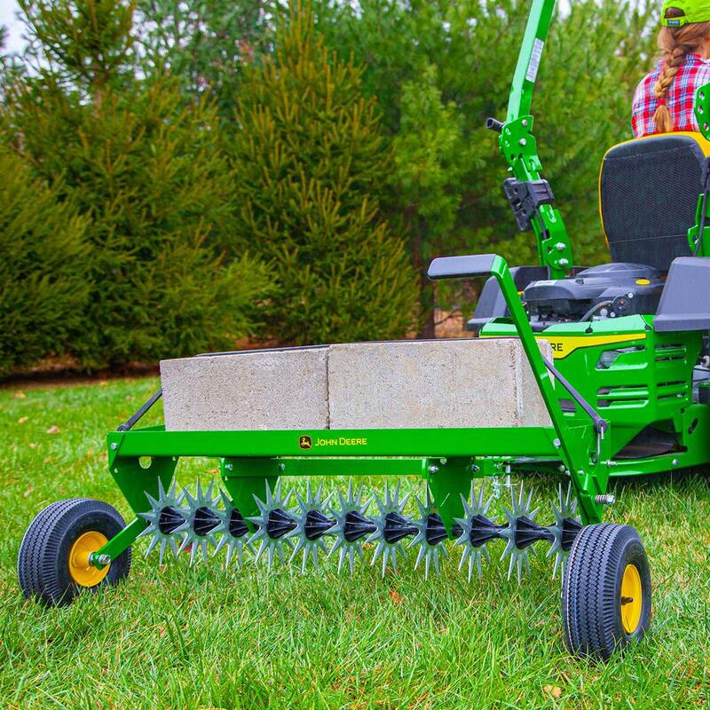 John Deere 40 in. Tow-Behind Spike Aerator with Transport Wheels and Weight Tray - SAT-400JD